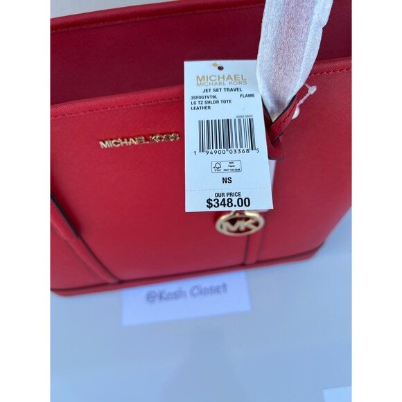 Michael Kors Tote Large Saffiano Leather Jet Set Travel Bag Flame - Picture 9 of 9